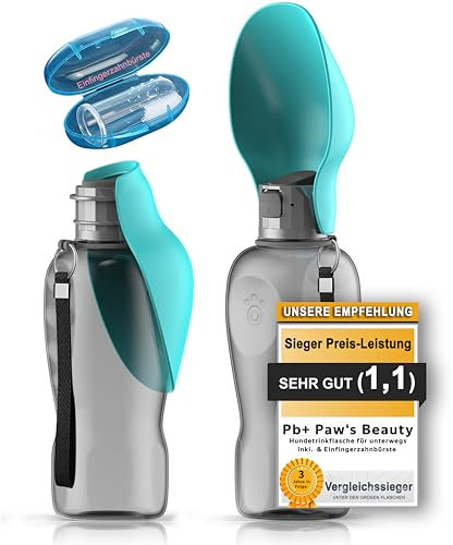 Set Cadeau 2 pièces | Gourde pour Chien Extra Large de 800ml avec Brosse à Dents | Gourde Premium pour Chien | pour Le Voyage 100% Anti-Fuite