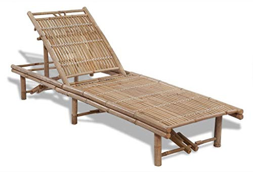 Générique Chaise Longue Bambou,Meubles,Mobilier de Jardin,Sièges de Jardin,Bains de Soleil,18 kg,Brun,41499