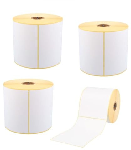ARLI Thermoetiketten 100 x 150 mm | 4x Rollen (2000 Etiketten) | 500 Stück pro Rolle Kern 25,4 mm Perforiert/Perforation Permanent haftend Thermodirekt Etiketten Versandetiketten für Thermodrucker