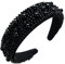 scicent Haarband Schwarz Breit Stirnbänder mit Kunstperlen Haarstyling-Zubehör NiedlichHochzeit Braut Headband Perlen Haarbänder Mode Party Kopfschmuck für Damen - 26005