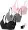 Vinfact Nursing Bra 3 Pack Seamless V Neck Maternity Bra Women Pregnancy Breastfeeding Bra-Black/Grey/Elegant Pink-S