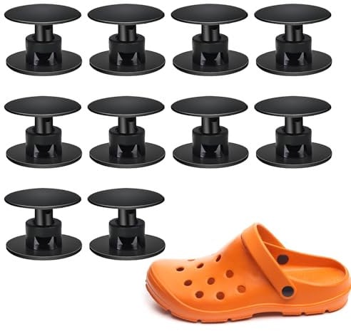 Strap Rivets, 10 Pcs Black Push in Screw Button, Plastic Shoes Charm Rivets, Replacement Parts Accessories for Garden Shoe Flower Shoe Fixed Shoe Buckle Repair Upgrade (16mm)