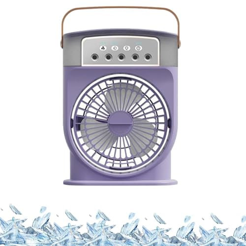 Aqua Freeze Portable Air Cooler Fan, Ice Fan Air Cooler, Aqua Freezecooling Fan with Ice Cooling System Ice Blast Fan, Rechargeable Portable Mini Misting Fan Hat Blow Cold (Purple)