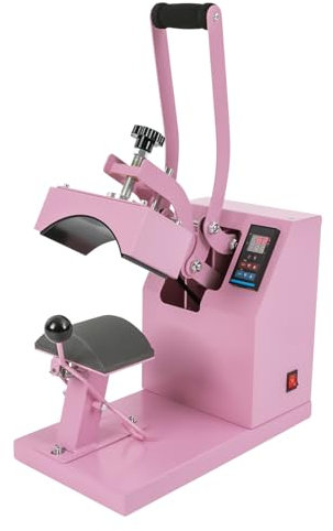 HauTour Kappenpresse Mützenpresse Heat Press Machine 14.2 * 9.6cm Transferpresse Hitzepresse 360 ° Rotation Cap Heat Press Machine mit Digitaler LED-Temperatur- und Zeitcontroller (Rosa)