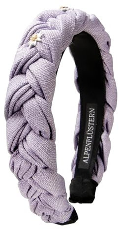 Alpenflüstern Diadema para traje regional de lino trenzado y brillantes de color blanco noble Greta, accesorio para el pelo para mujer, antideslizante, trenzado, para traje tirolés (lila) ADV145