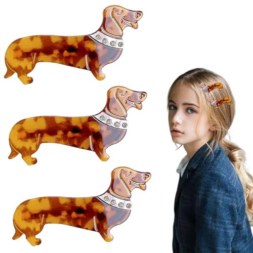 3 Stück Dackel Haarklammer, Dackel Haarspange Haarklammer Hund Dackel Anti Rutsch Haarspangen Geeignet zum Fixieren von Frisuren Beim Waschen des Gesichts und Auftragen von Make-Up
