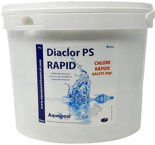 Chlore Choc Piscine – Traitement Eau Verte, Trouble, Algues et Les Micro-Organismes/Action Rapide, Entretien et rattrapage de l’Eau, Chlore Choc Pastilles 20G 1kg et 5kg (5KG)