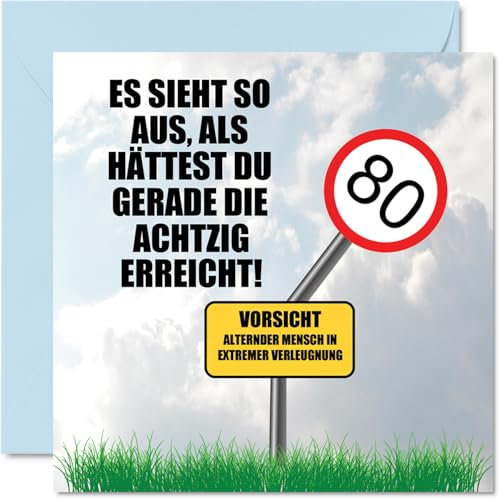 Stuff4 80. Geburtstagskarte Lustig Männer Frauen - Geschwindigkeitsbegrenzung - Lustiger Alles Gute Zum Geburtstag Karte für Mann Frau 145mm Unhöfliche Scherzen Glückwunschkarten