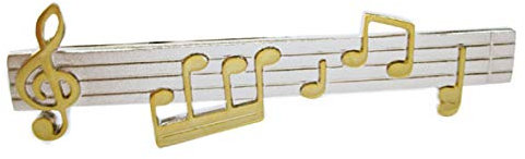Krawattennadel Notenzeile Musik kurz 5,9 cm lang bicolor glänzend + schöner Geschenkbox - Musiker Schmuck für die Seidenkrawatte - SALE