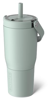 BrüMate Resa 25oz 100% Leakproof Travel Tumbler with Handle & Straw | Flexible SoftSip Straw | Silicone Sleeve for Durability | Stainless Steel | Cup Holder & Travel Friendly Water Bottle | (Sage)