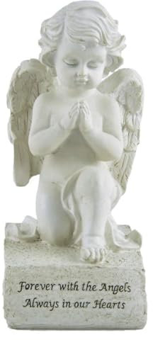 Guardian Angel Memorial Statue – Handcrafted Resin Cherub Figurine in Prayer, Thoughtful Sympathy Gift, 16.5 cm Remembrance Ornament for Graveside, Cemetery, or Outdoor Tribute