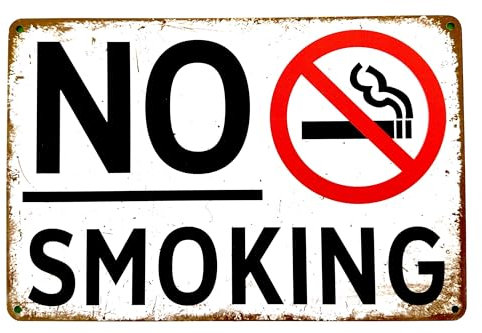 Cartel de Prohibido Fumar DiiliHiiri Señalización Retro de Bar 30x20cm | Decoración Vintage | Placa Metálica No Smoking| Póster Vintage.(2635-260)