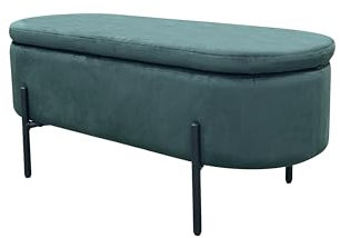 byLIVING Bank NOVA/Samt/Metall schwarz pulverbeschichtet/Polsterbank mit Stauraum/B 95, H 42, T 37,5 cm (Samt, dunkelgrün)