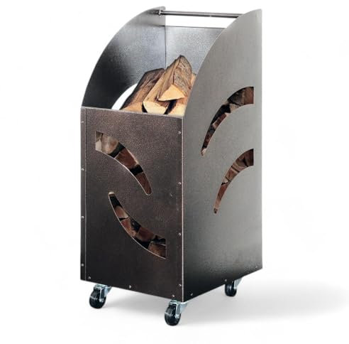 Briconess.com Kaminholzwagen aus lackiertem Eisen, zerlegbar, platzsparendes Design, 32 x 42 x 80 (H) cm, robuster Transport, Holz