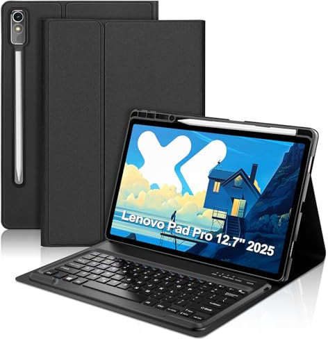 SENGBIRCH Keyboard Case for Lenovo Idea Tab Pro 12.7 2025 - UK Layout Bluetooth Wireless Detachable Keyboard Cover for Lenovo Idea Tab Pro 12.7 inch 2025, Black