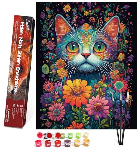 Bougimal Peinture par Numero Adulte Animal, Sans Cadre inclure Pinceaux et Acryliques Peintures - 40x50 cm, Chat 2