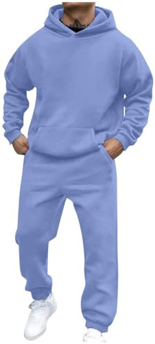 Generico Tuta Pile Uomo Invernale Felpata Tuta Completa Pantaloni Tuta Uomo Completo Tuta in Casa Felpa con Cappuccio Tuta Sportiva Jogging Suit