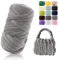 POFIBO Dicke Wolle Garn, 500g Chunky XXL Wolle zum Handstricke, Armstricken wolle, Schlauchgarn, Handstrickgarn, Wolle zum häkeln für Anfänger, Decken,Körbe,DIY-Kunsthandwerk,Länge ca 16m, Dunkelgrau