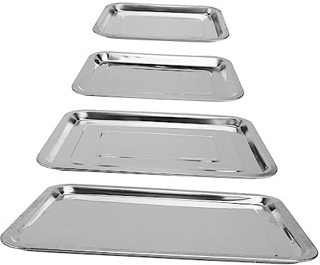 Cabilock 4stücke Edelstahl Servierplatte Dicke Platten Für Obst Brot Dessert Multifunktional Als Snackteller Essgeschirr Für Zuhause Esszimmer Restaurant Silber