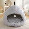 Flauschiges Hundebett in Muschelform – Kuscheliges Tierbett für Kleine und Mittelgroße Hunde & Katzen, Waschbares Hundesofa/Katzensofa, Weicher Plüschkorb. (Light Grey, S)