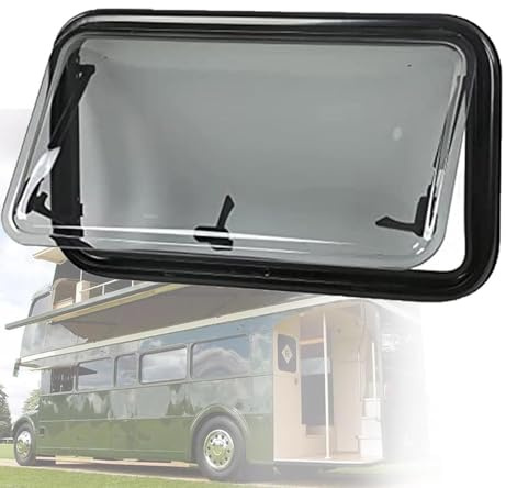 YLANMEI Hinged Window Caravan Window Caravan Window Insect Protection, Caravan Side Window with Integrated Roller Blind and Fly Screen for Caravan Van,750 * 400mm