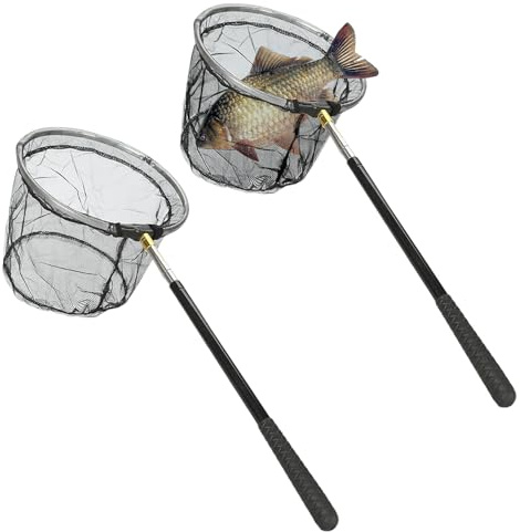 WIYETY Schmetterlingsnetz Fischerkescher: 2 Stück Kescher Angeln mit Faltbarem Fischernetz, Teleskop-Kescher 150cm, Outdoor Angelzubehör für Kinder und Erwachsene
