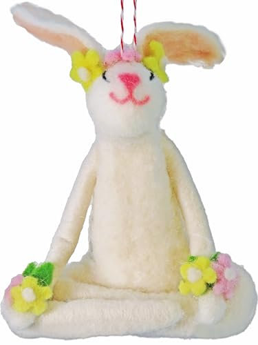 POMMERNTRAUM ® | Dekorationsfigur Osterdeko Osterhase Filzhase Yogahase Yogafigur Zenhase Hase Filztier Filzfigur Handarbeit (SAM)