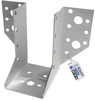 GeZu Impex Sabot de Charpente à Ailes Extérieures 51 x 93 mm | Galvanisé Sabots de Solives joints de poutre en bois poutres en bois