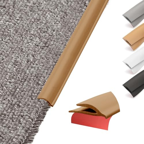 Flexibel PVC Übergangsprofil Selbstklebend Teppiche Kante - Schneidbare Teppich und Boden Übergangsleiste von Teppich zu Fliese Vinylboden Laminat Abschlussleiste Abschlussprofil (Braun, 6M)