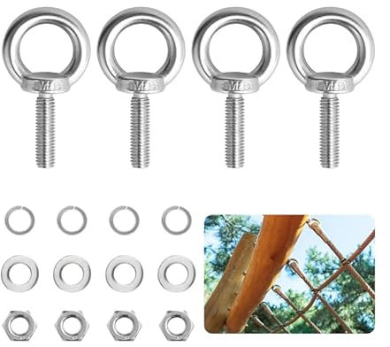 4 viti ad anello M8 in acciaio inox 304, viti ad occhiello M8 x 30 mm, viti ad anello con filettatura, bulloni ad anello per fissaggio e sospensione, con dadi e hardware