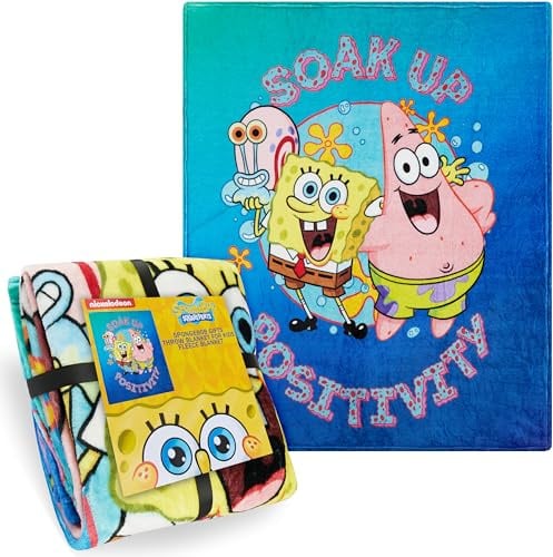 Spongebob Schwammkopf Kuscheldecke für Kinder 130x150 cm, Flauschige Fleecedecke, Weiche Decke für Sofa und Bett, Geschenk für Jungen und Mädchen