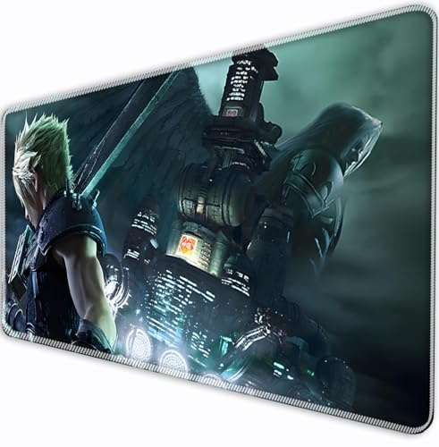 Final VII Game Fantasy XIV Rebirth XXLMousePad, 90 x 40 cm Large MousePad | Anti-Slip Desktop Pad | Precise Control GamingMousePad | PC Computer Keyboard Desktop Pad (C, 80×30cm)