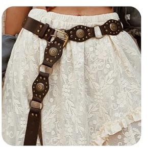XFSRG Vintage Leder Taillengürtel Damen Western Stil Nieten Verziert Modischer Damen-Gürtel für Freizeit und Party (110cm)