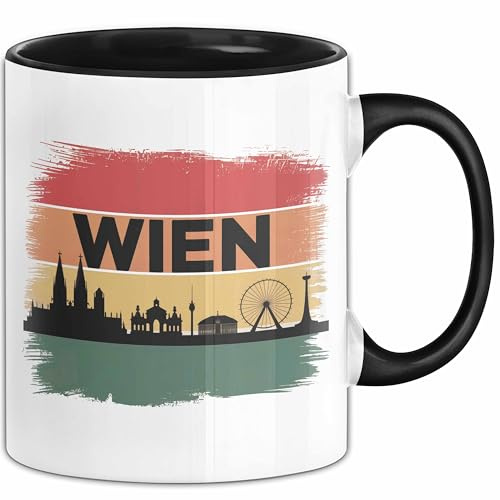 Österreich Wien Wienerisch Tasse Geschenk Lustige Geschenkidee Spruch (Schwarz)