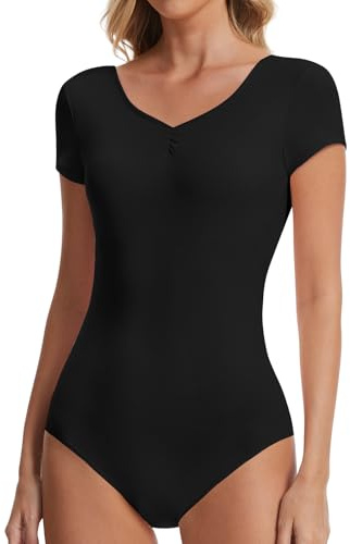 OVRUNS Women's Ballet Leotard for Dance V Neck Scoop Back Bodysuit