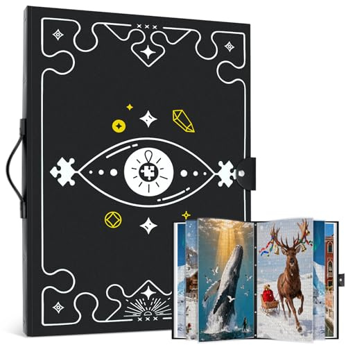 TucgoElite Jigsaw Storage Folder 1000 Piece Capacity - 26 Pockets Puzzle Protector Folder, Transparent Pockets & Dustproof Design, Portable Organiser for Jigsaw Lovers