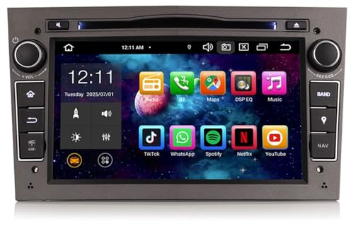 6Go+128Go Android 14 Autoradio Stéréo Android Auto & CarPlay pour Opel Astra H Corsa C/D Zafira B Meriva C Signum DSP Bluetooth 5.0 WiFi Dab+ GPS Canbus Écran Tactile Lecteur CD/DVD