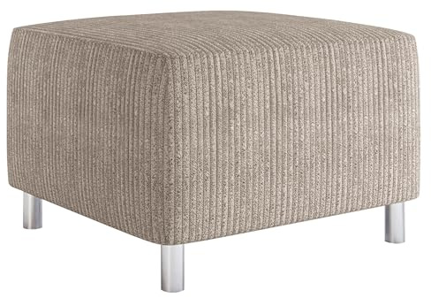 Mirjan24 Polsterhocker Dover Cord aus Veloursbezug (Poso 03) | Bequemer Sitzhocker mit hochelastischer Polsterung und verchromten Füßen, ideal als Fußablage oder Sitzgelegenheit