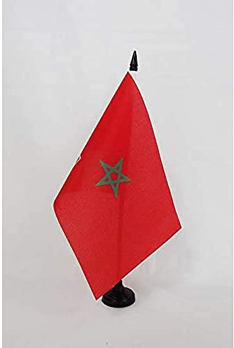 AZ FLAG - Drapeau De Table Protectorat français au Maroc 1912-1956 21x14 cm - Petit Drapeau Du Maroc Français De Bureau 100% Polyester Avec Hampe De 25cm Et Socle En Plastique Noir