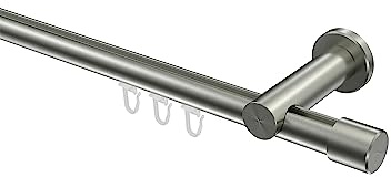 INTERDECO Innenlauf-Gardinenstange 20 mm, moderne Innenlaufstange aus Metall, Edelstahl-Optik, zur Wandmontage, Typ 10213111, 400 cm