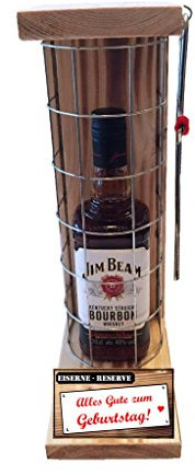 Jim Beam Geschenke - Geburtstag Eiserne Reserve Gitter Text rot: Alles Gute zum Geburtstag - Spirituosen Geschenkverpackung Bourbon Whisky (1 x 0.70 l)