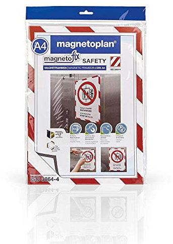 magnetoplan 1131346 Magnetofix Safety Magnetrahmen 5 Stk. A3 rot-weiß