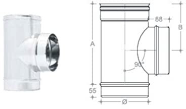 T.E.G. METALLI S.R.L. Canna Fumaria - Raccordo Braga a T 90° Mono Parete Acciaio Inox Vari Diametri (120)