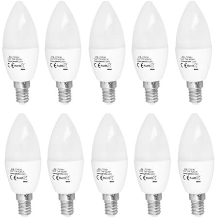 JANDEI - 10 x LED-Glühbirne 7W E14 Schraube Neutralweißes Licht 4200K C37