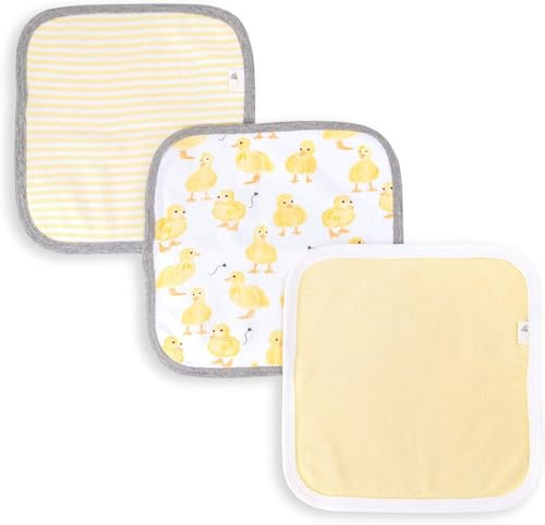 Burt's Bees Baby - Washcloths, Absorbent Knit Terry, Super Soft 100% Organic Cotton (Little Ducks, 3-Pack)