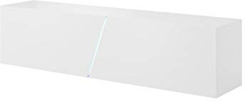 Vivaldi Mobile TV sospeso Slant | 40 x 160 x 34 cm | Illuminazione RGB | Armadietto TV con Pannelli Laminati | Mobile Basso per Soggiorno, Ufficio, Hotel | Bianco Opaco e Bianco Lucido