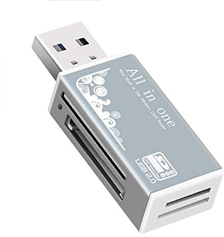 NXACETN Lector De Tarjetas Multifuncional Adaptador De Memoria USB 2.0 Micro-SD/TF/CT/MS/SDHC/MMC Plata