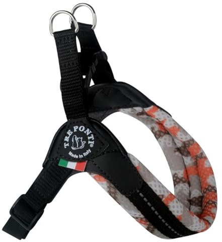 Tre Ponti Geschirr Easy Fit Soft Mesh Verstellbarer Bauchgurt, Farbe:Camouflage orange, Größe:Gr.2/35-49 cm/bis 5 kg