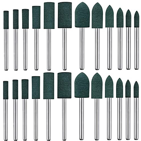 24 Pcs Electric Drill Rubber Bits Kit - 3MM Polishing Bits Fine Sanding Rubber Wheel for DIY Rotary Grinding Accessory Mold Metal Jade Polishing