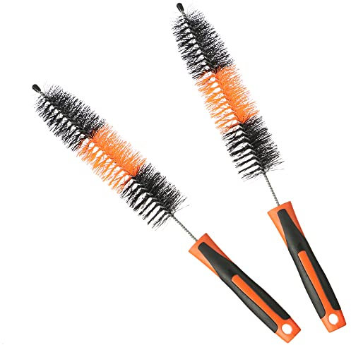 com-four® 2X Felgenbürste - Autozubehör für Autofelgen, Alufelgen - Waschbürste, Pflegebürste mit Langen Griff für Auto, Fahrrad, Moped, Motorrad (2X Bürste)